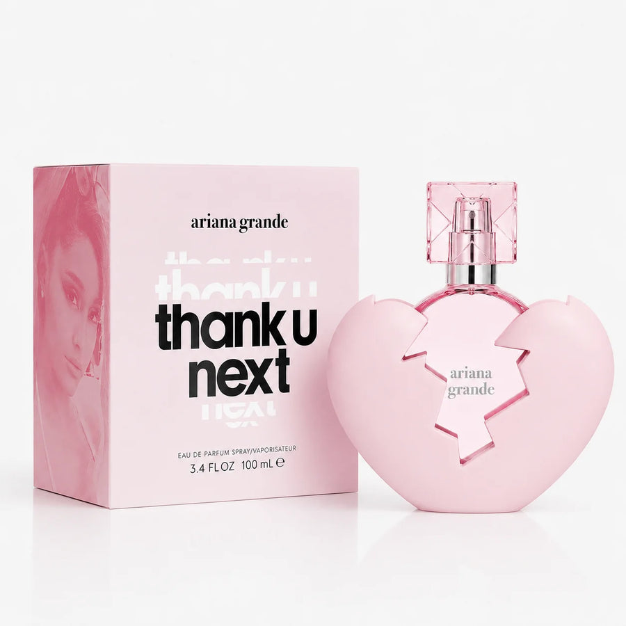Ariana Grande Thank U, Next Eau de Parfum 100ml – bottle beside its pink box