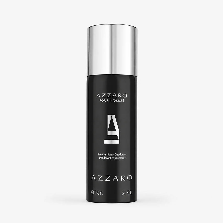 Azzaro Pour Homme Deodorant Spray 150ml – 150 ml black deodorant can, front view