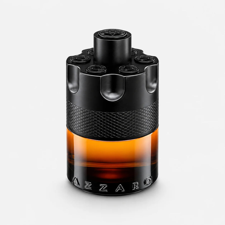 Azzaro The Most Wanted Parfum 100ml – black bottle with amber liquid, front view