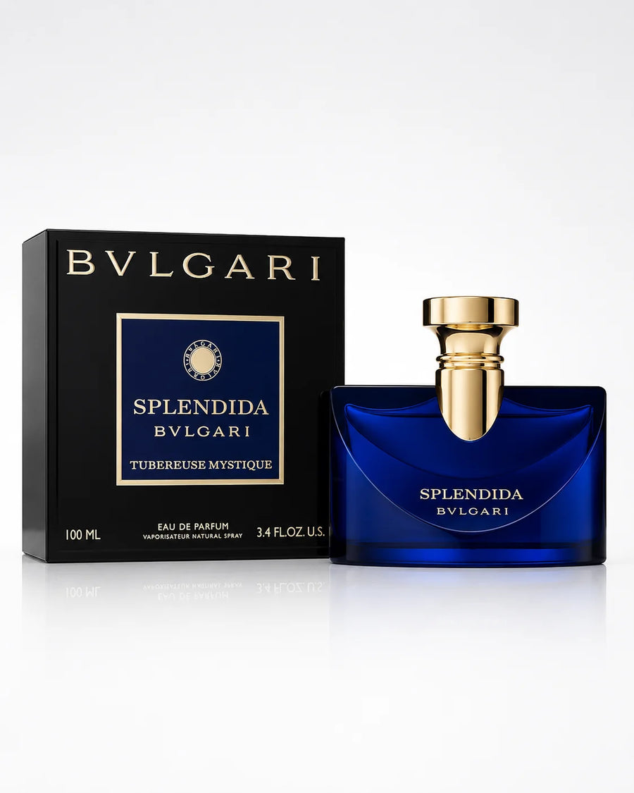 Bvlgari Splendida Tubereuse Mystique Eau de Parfum 100ml – bottle beside its black 100 ml box