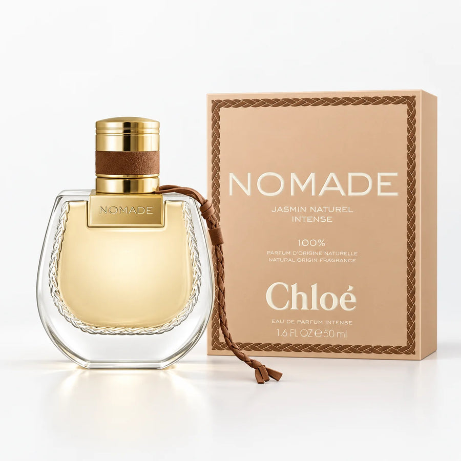 Chloé Nomade Jasmin Naturel Intense Eau de Parfum – bottle beside its tan box