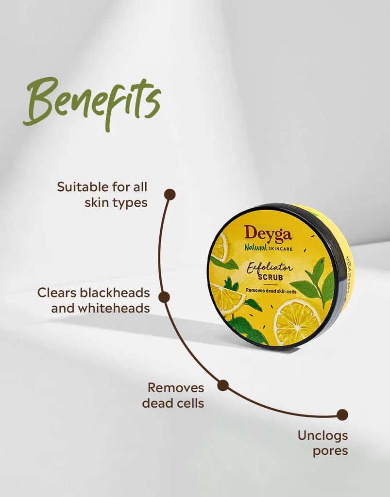 Deyga Face & Body Exfoliator Powder 50 g – benefits graphic