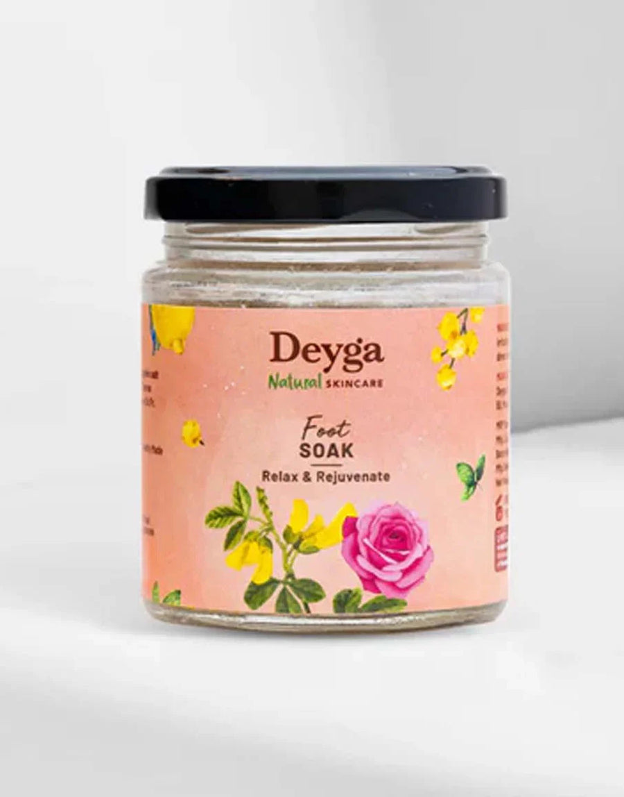 Deyga Foot Soak Powder 160G – jar with roses and pink salt