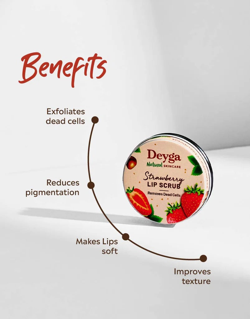 Deyga Strawberry Lip Scrub 16g – benefits graphic