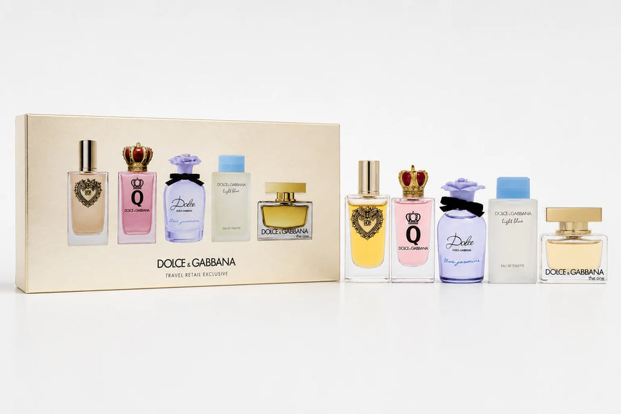 Dolce & Gabbana Women’s Miniature Fragrance Set – gift box with the five miniatures alongside