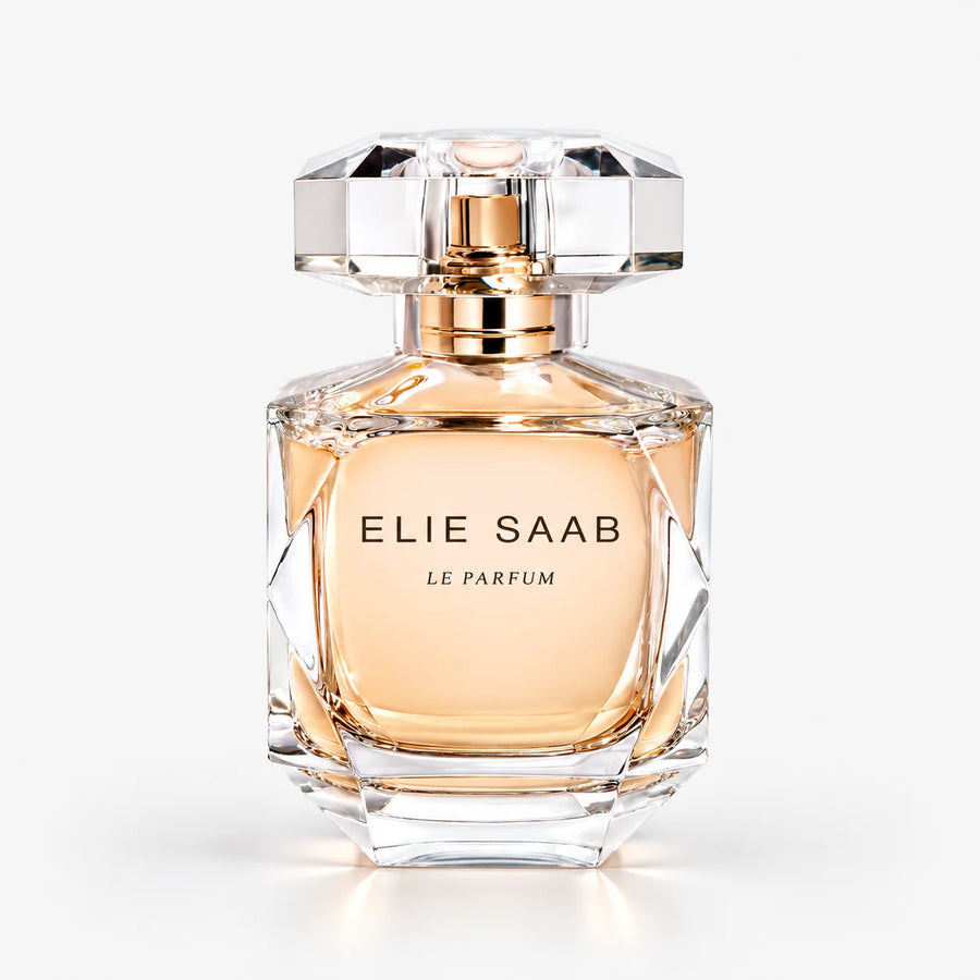 Elie Saab Le Parfum Eau de Parfum Gift Set 90ml + Body Lotion 75ml + Shower Gel 75ml – faceted bottle, front view on a white background