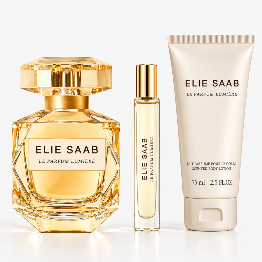 Elie Saab Le Parfum Lumière Eau de Parfum Gift Set 90ml + 10ml + Body Lotion 75ml – set contents: bottle, travel spray and 75 ml body lotion