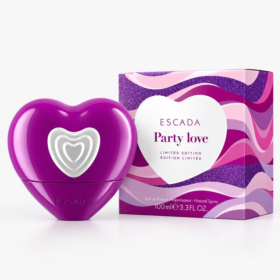 Escada Party Love Eau de Parfum 100ml – bottle beside its limited edition box