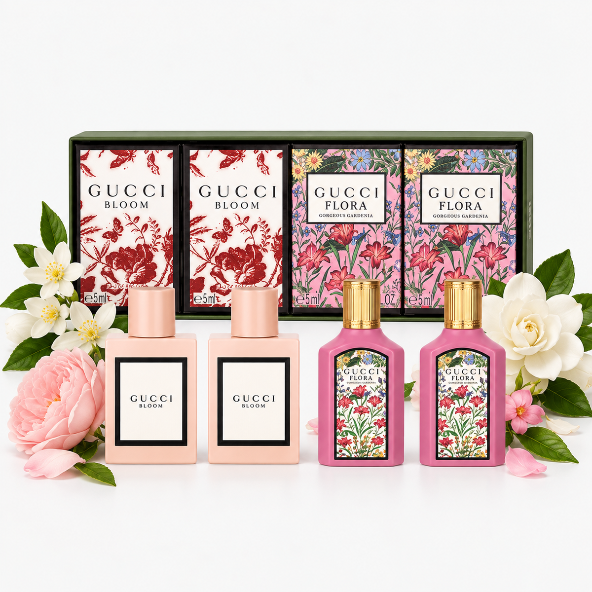 Gucci Bloom and Gorgeous Gardenia women’s mini fragrance set