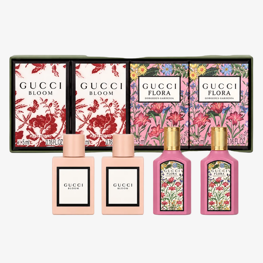 Gucci women’s miniature perfume set with Bloom and Flora Gorgeous Gardenia