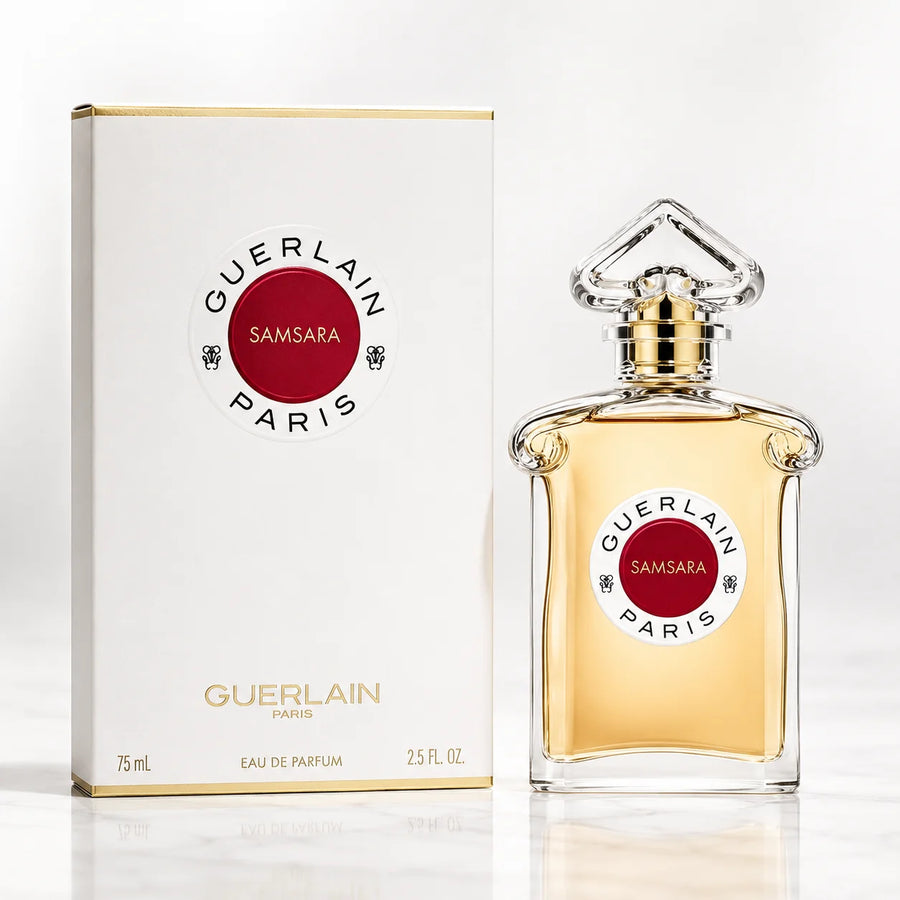 Guerlain Samsara Eau de Parfum 75ml – bottle beside its white box