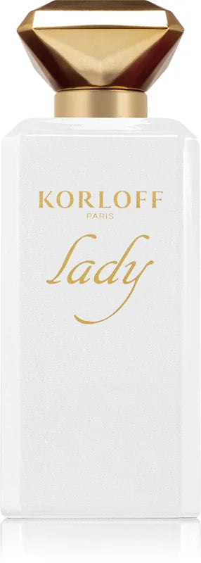 Korloff In White Eau De Toilette 88ML – white bottle with gold cap, front view