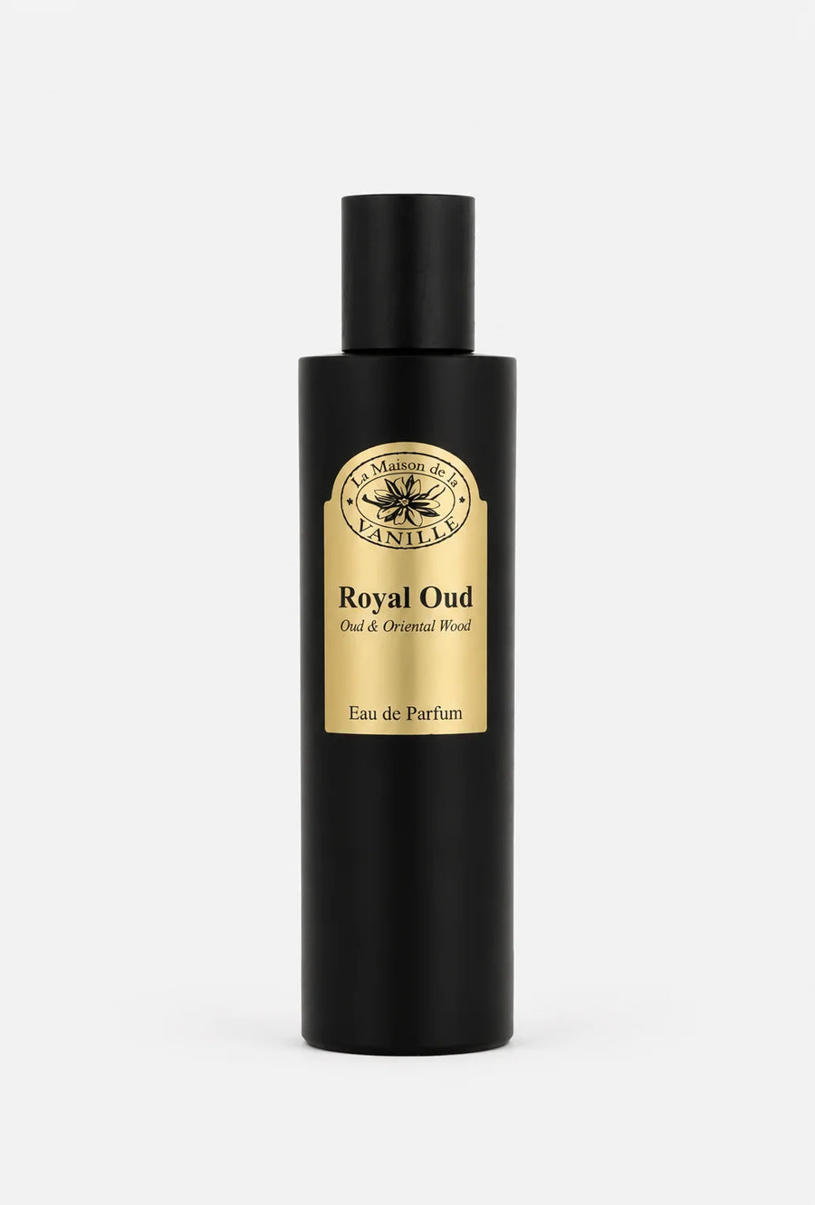 La Maison de la Vanille Royal Oud Eau de Parfum 100ml – black bottle with gold label, front view