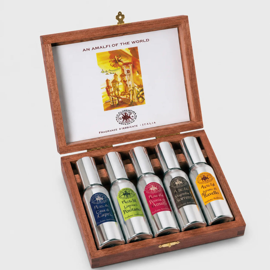 La Maison de la wooden coffret 5X30ML EDT – wooden coffret with five sprays and illustrated lid