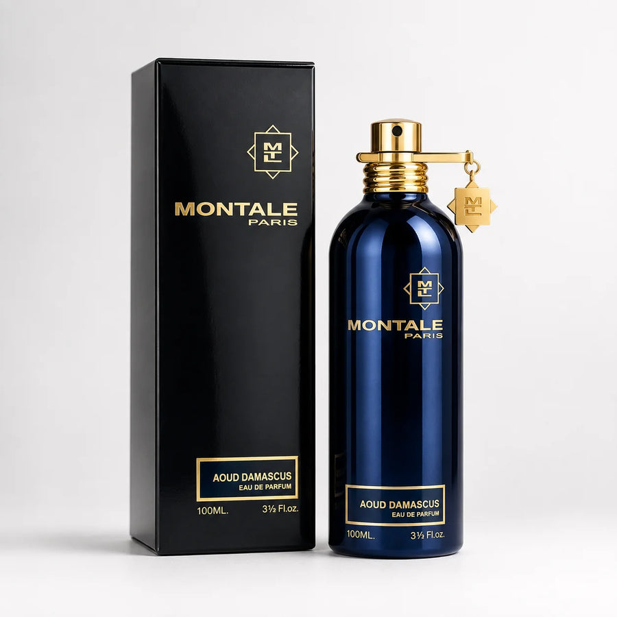 Montale Aoud Damascus Eau de Parfum 100ml – bottle beside its black box