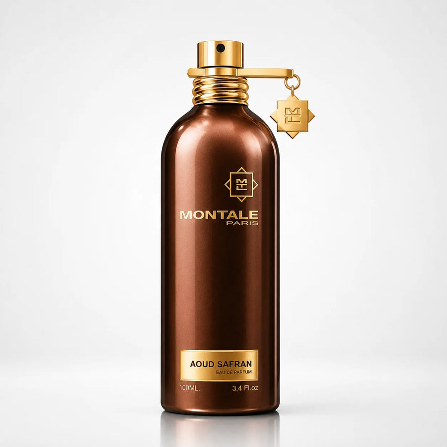 Montale Aoud Safran Eau de Parfum 100ml – 100 ml bottle, front view on a white background