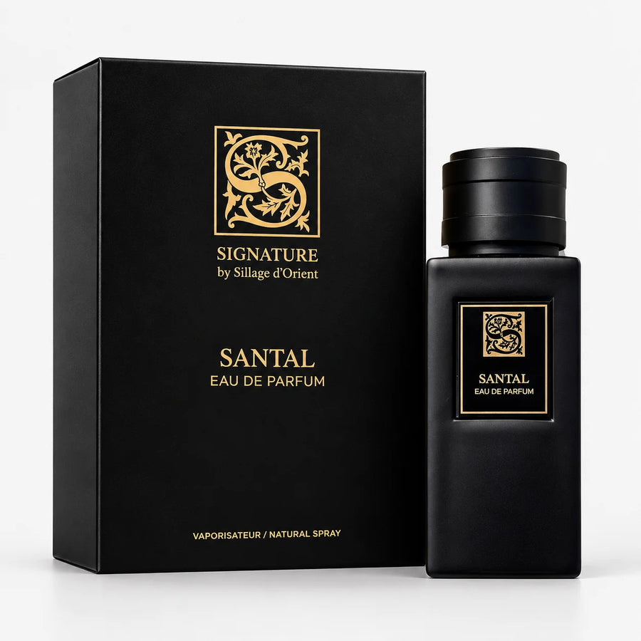 Signature Santal Eau De Parfum 100ml+15ml (UNISEX) – bottle beside its black gift box