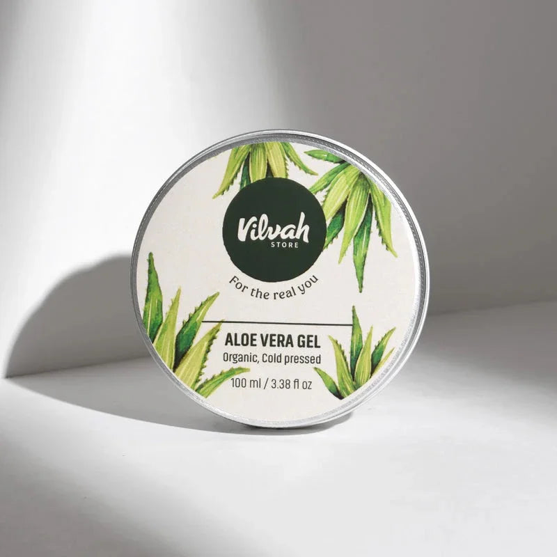 Vilvah Aloe Vera Gel 100ml – round aluminium tin on a white background