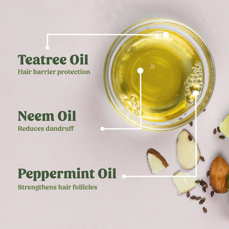 Vilvah Anti-Dandruff Hair Oil 100ml – ingredients: tea tree oil, neem oil and peppermint oil