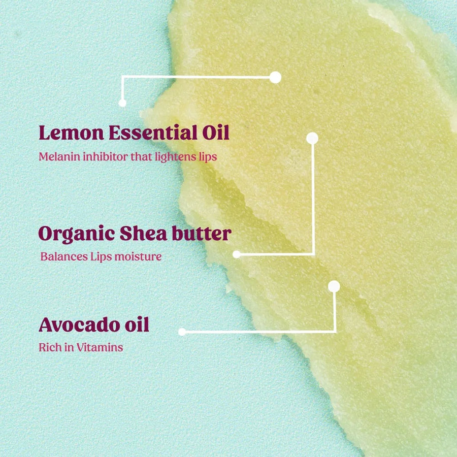 Vilvah Natural Lip Scrub 10 g – ingredients: lemon essential oil, organic shea butter and avocado oil