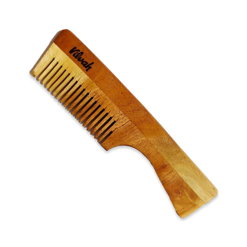Vilvah Neem Wood Comb with Handle – neem wood comb with handle