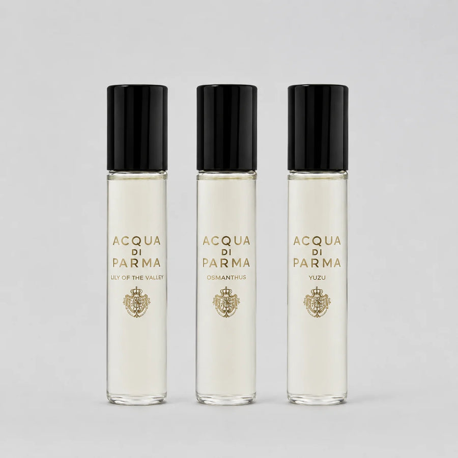 Acqua di Parma Holiday Discovery Set EDP 3x12ml – three travel sprays: Lily of the Valley, Osmanthus, Yuzu