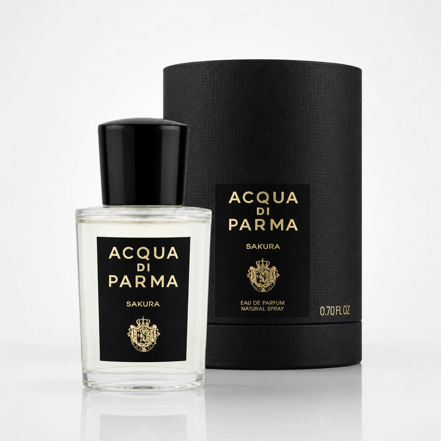 Acqua di Parma Sakura EDP 20ml Unisex Perfume – bottle beside its black cylinder box