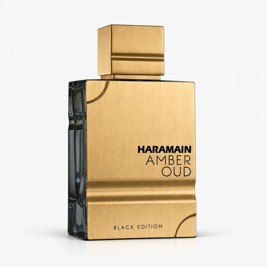 Al Haramain Amber Oud Black Edition Eau de Parfum 100ml – gold bottle, front view on a white background