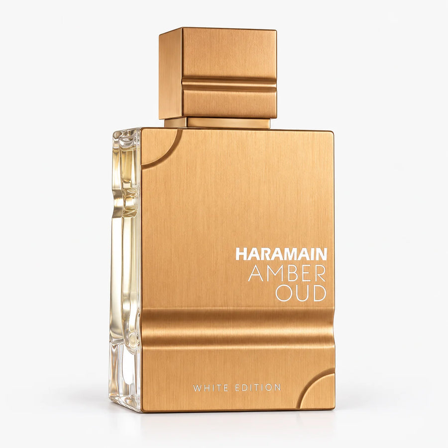 Al Haramain Amber Oud White Edition Eau de Parfum – bottle, front view on a white background
