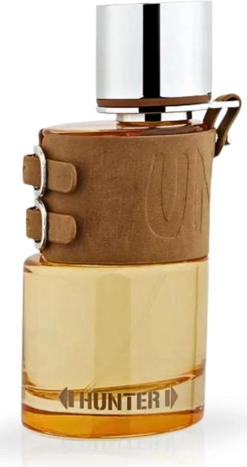 Armaf Hunter Eau de Parfum 100ml – bottle with brown leather-look sleeve, front view