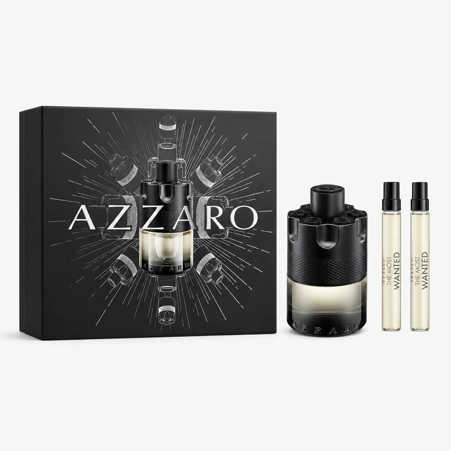Azzaro The Most Wanted Eau de Toilette Intense Gift Set 100ml + 2x10ml – gift box with bottle and two travel sprays