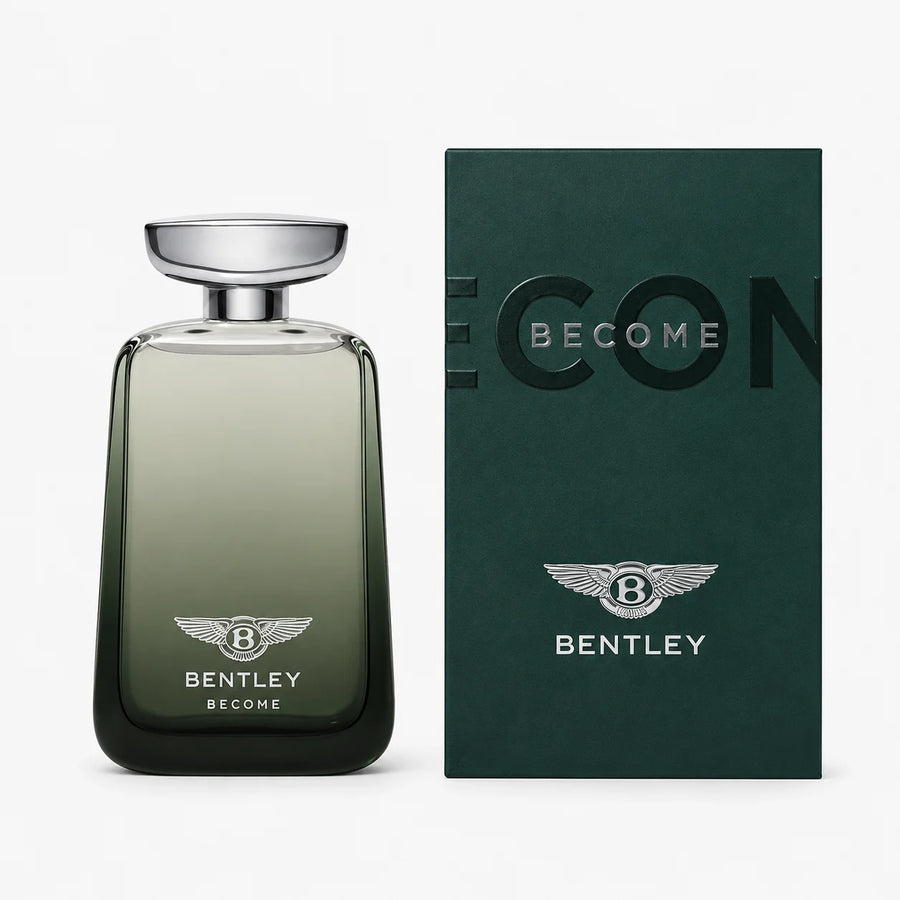 Bentley Become Eau de Parfum 100ml – bottle beside its dark green box
