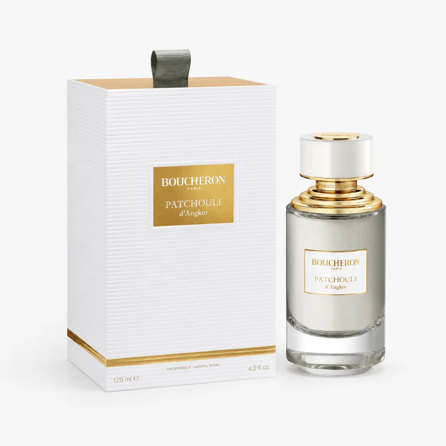 Boucheron Patchouli d’Angkor Eau de Parfum 125ml – bottle beside its white box