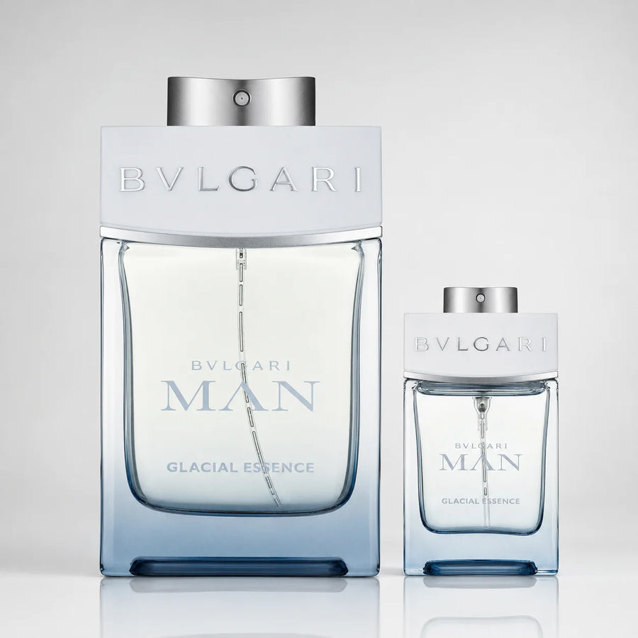 Bvlgari Man Glacial Essence EDP Gift Set 100ml + 15ml – 100 ml and 15 ml bottles, front view