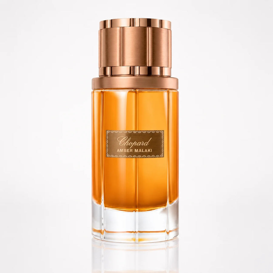 Chopard Amber Malaki Eau de Parfum 80ml – amber glass bottle with copper cap, front view
