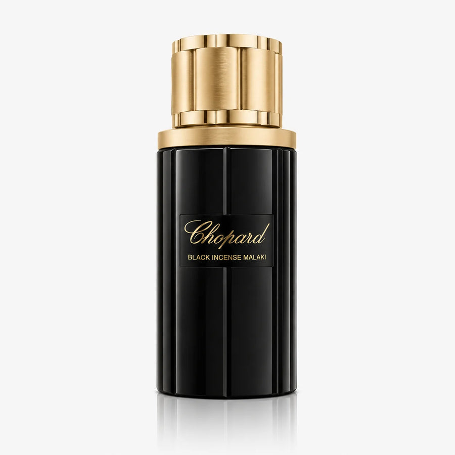 Chopard Black Incense Malaki Eau de Parfum 80ml – black bottle with gold cap, front view