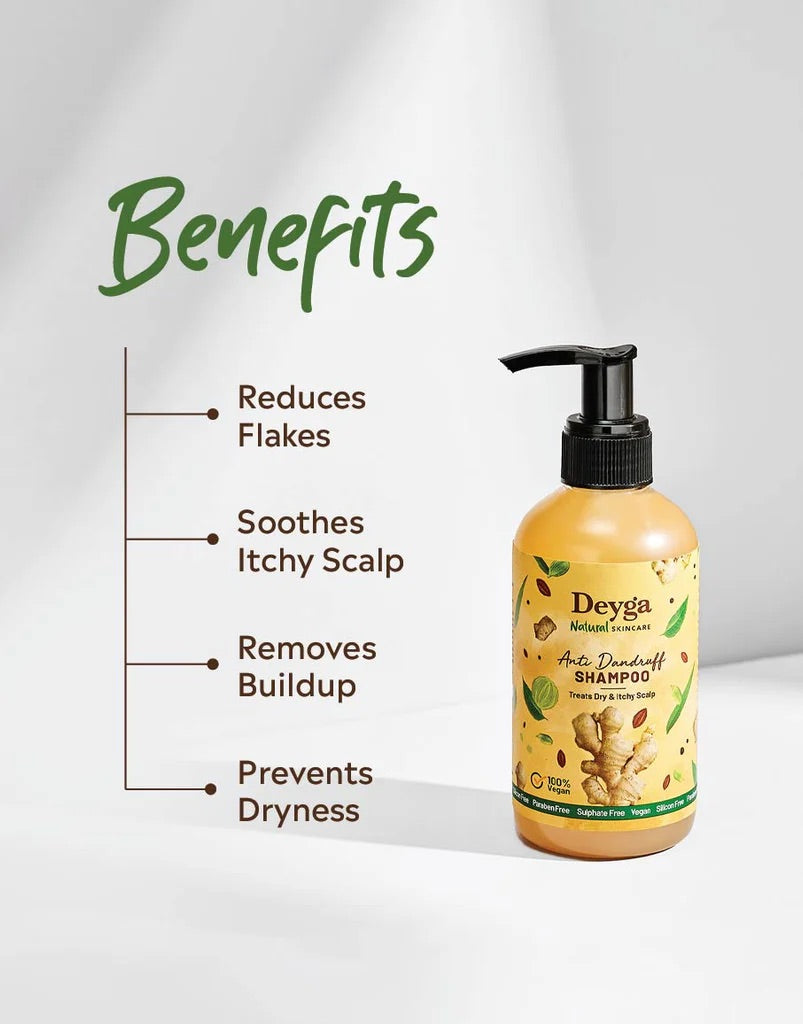 Deyga Anti Dandruff Shampoo 220ml – benefits graphic