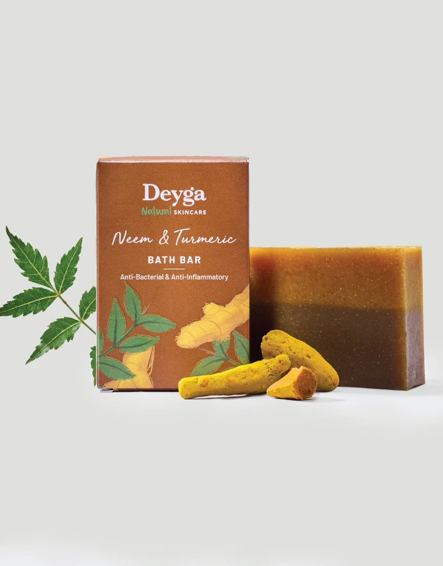Deyga Neem & Turmeric Bath Bar 100G – bar with box, neem and turmeric