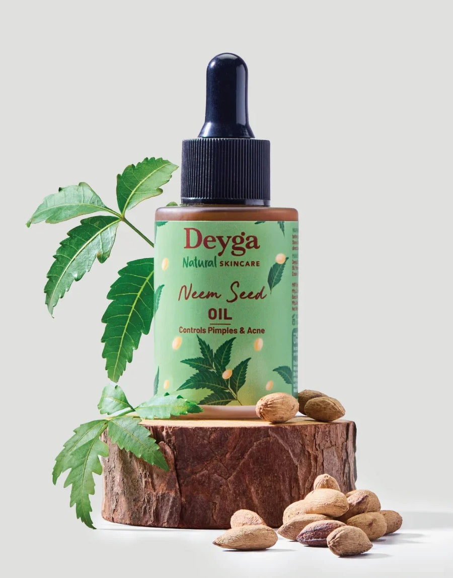 Deyga Neem Seed Oil 30ML – dropper bottle with neem leaves