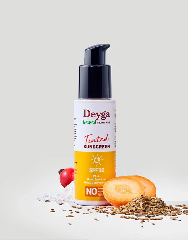 Deyga Sunscreen 50ML – SPF 30 bottle with carrot and seeds