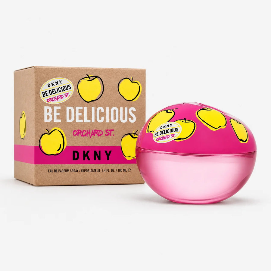 DKNY Be Delicious Orchard Street Eau de Parfum 100ml – bottle beside its kraft 100 ml box