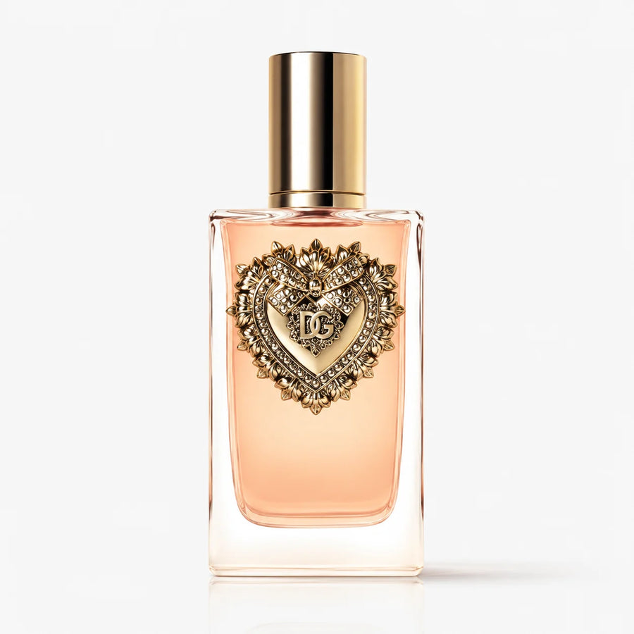 Dolce & Gabbana Devotion Eau de Parfum 100ml – 100 ml bottle with gold heart emblem, front view