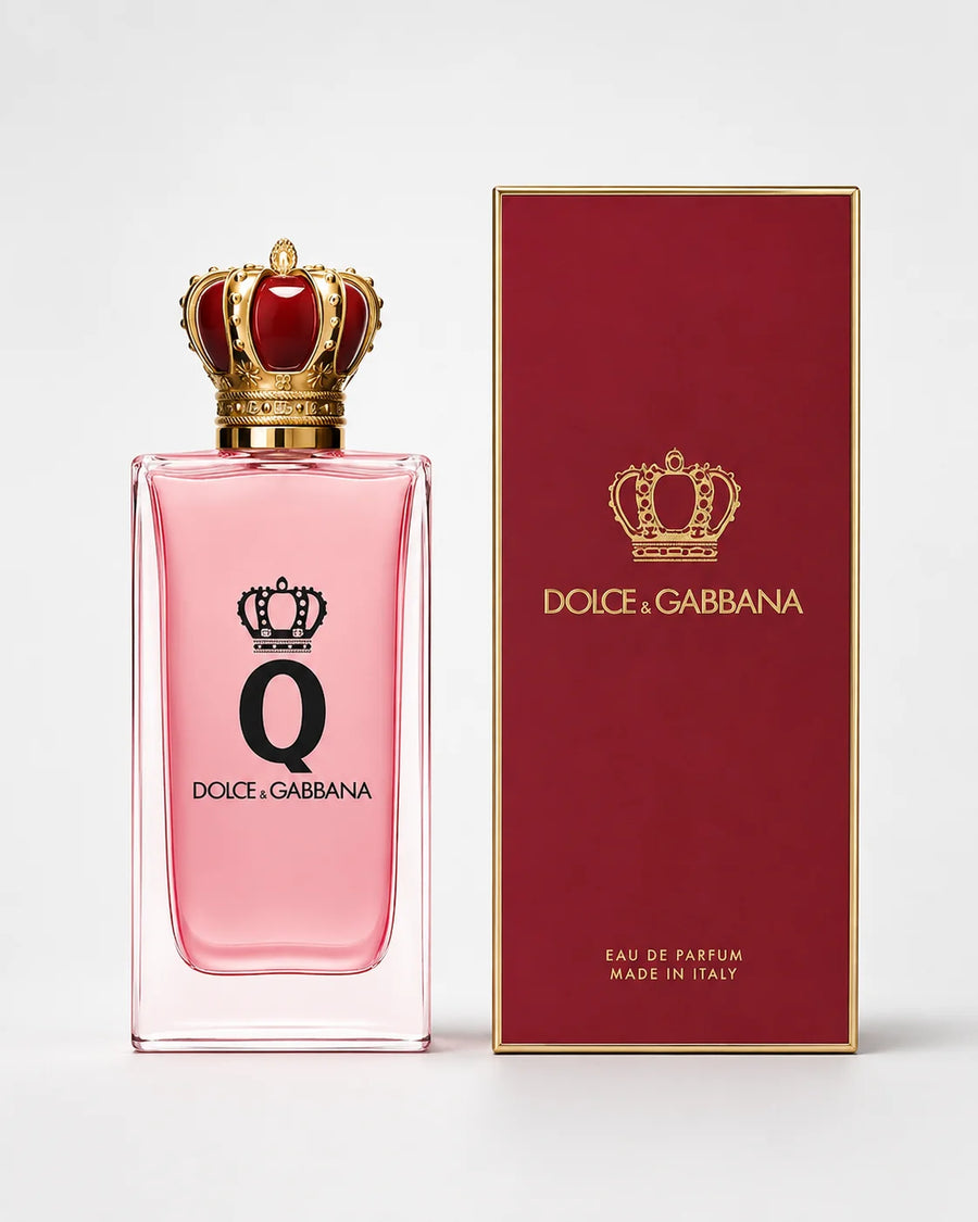 Dolce & Gabbana Q Eau de Parfum 100ml – bottle beside its red Q box