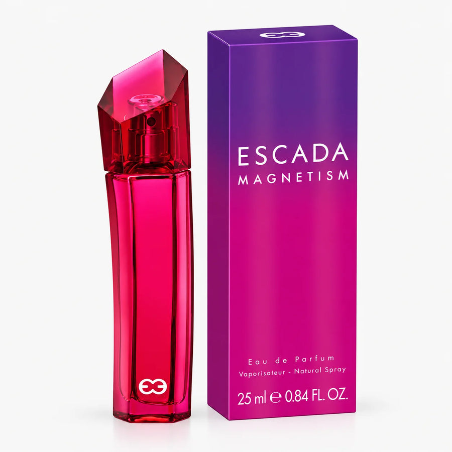 Escada Magnetism Eau de Parfum 25ml – 25 ml bottle beside its purple box