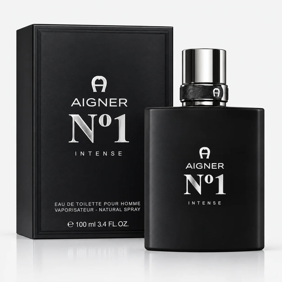 Etienne Aigner No. 1 Intense Eau de Toilette 100ml – bottle beside its black box