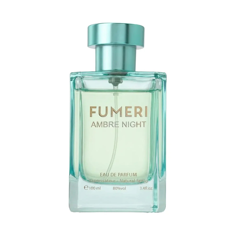 Fumeri Ambre Night Unisex EDP 100ML – teal glass bottle, front view
