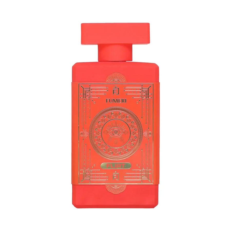 Fumeri Flirt Eau de Parfum 100ML – coral red bottle with gold detailing, front view