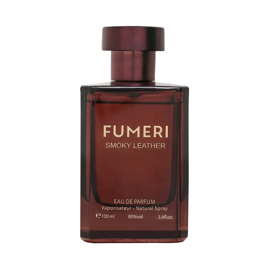 Fumeri Smokey Leather Unisex Eau De Parfum 100ML – dark amber glass bottle, front view