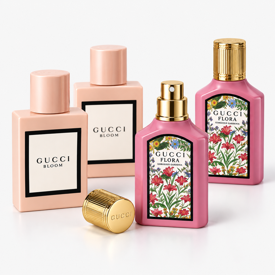 Gucci Bloom and Flora Gorgeous Gardenia miniature perfume set 4x5ml