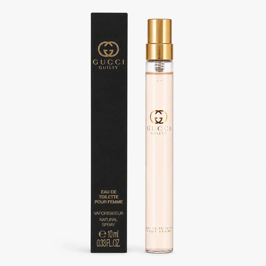 Gucci Guilty Pour Femme Eau de Parfum 10ml Miniature Perfume Spray – travel spray beside its black box